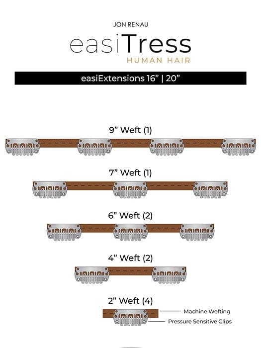 Jon Renau easiTress human hair extensions with s10 pieces for added volume and length.